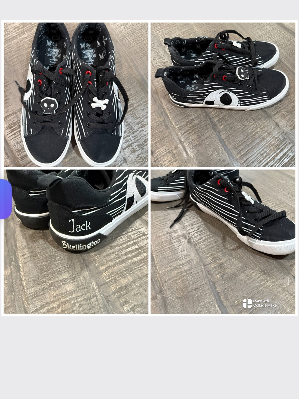 Skellington Black Skull-Striped Kids Sneakers